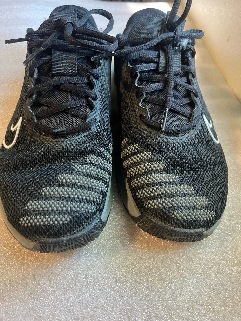 Nike Black Athletic Trainers with White Swoosh Accents 7.5